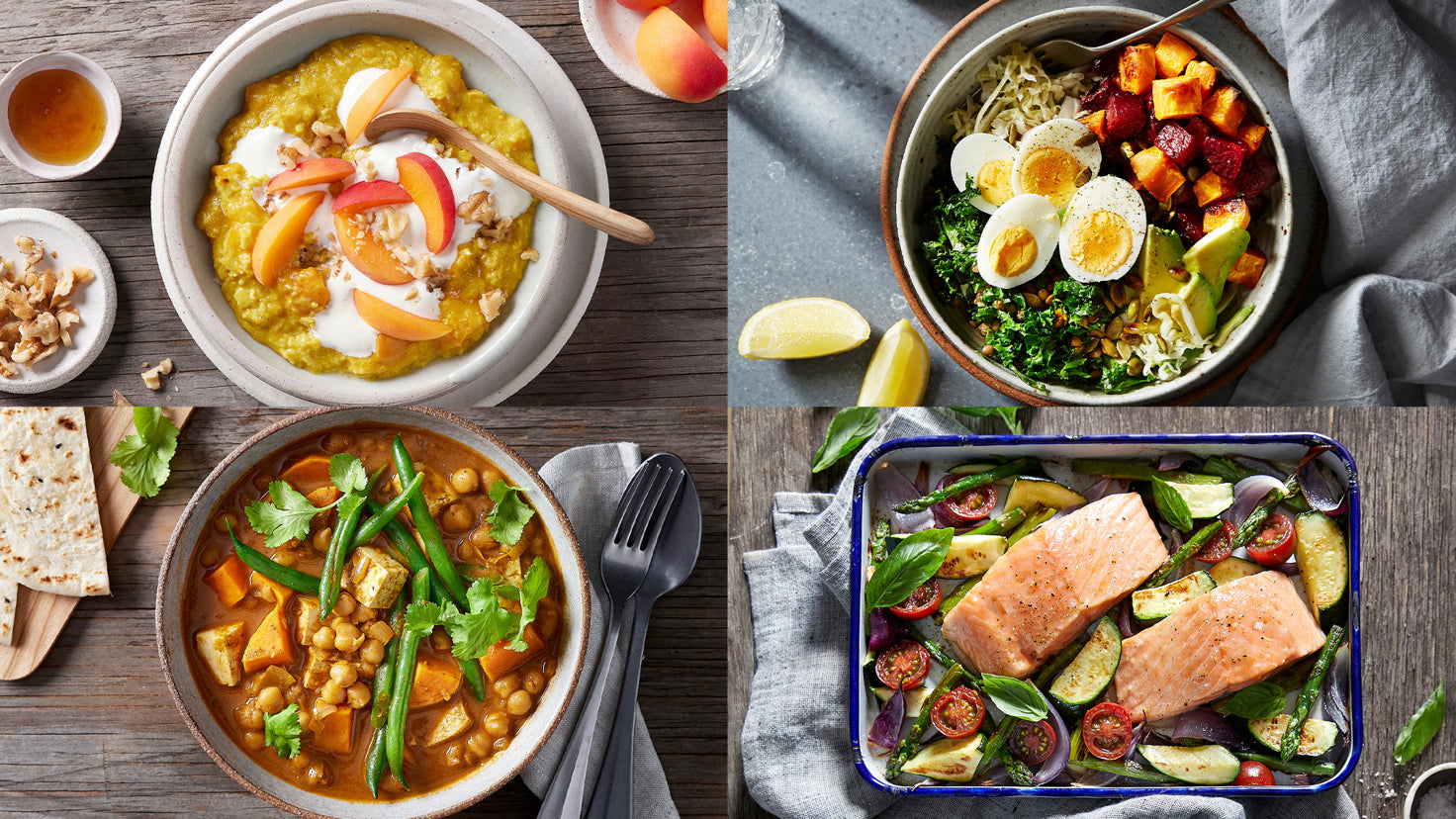 A quadrant image of 4 Centr meals packed with antioxidants.