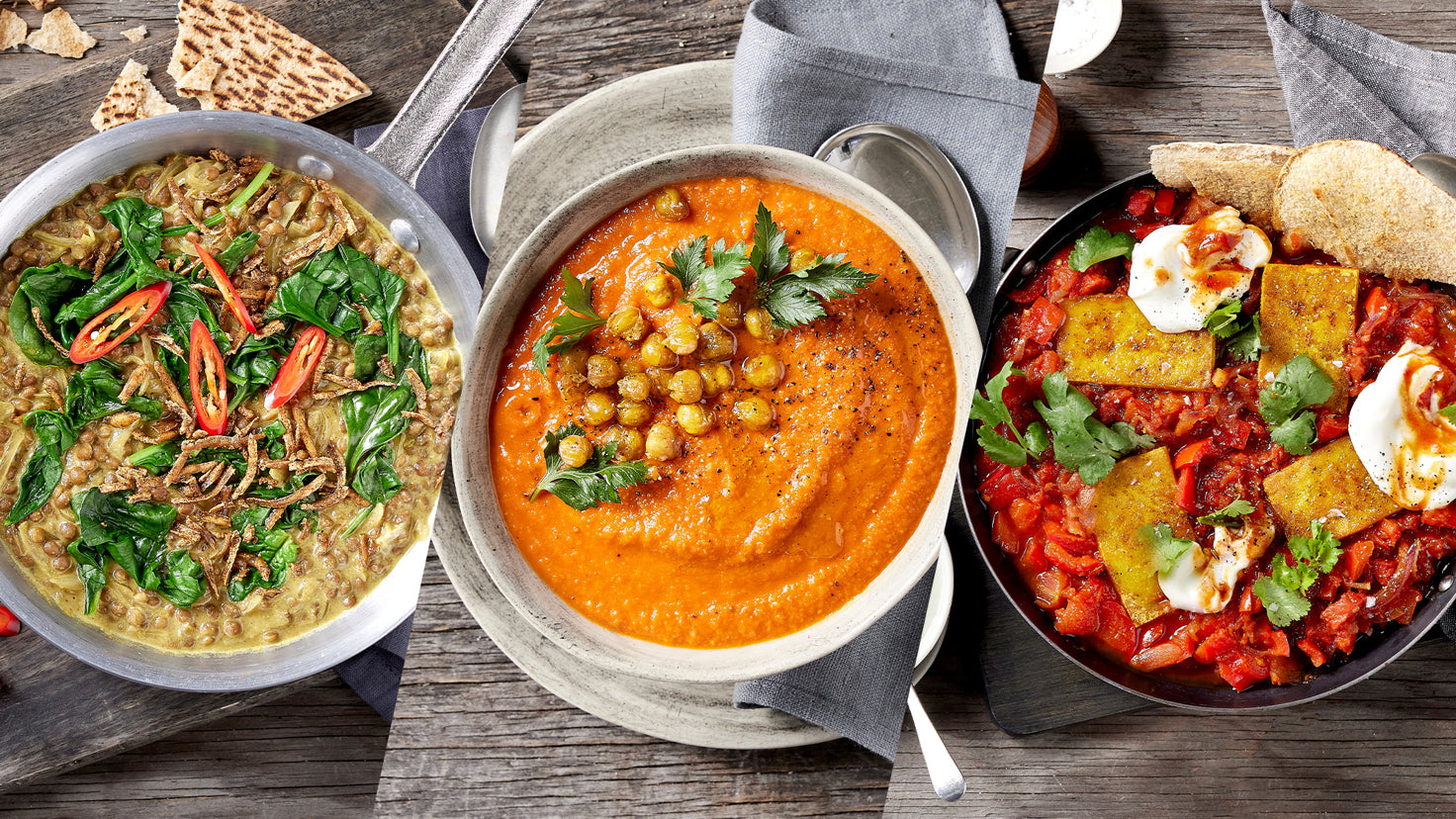 Three Centr plant-based high-protein meals.