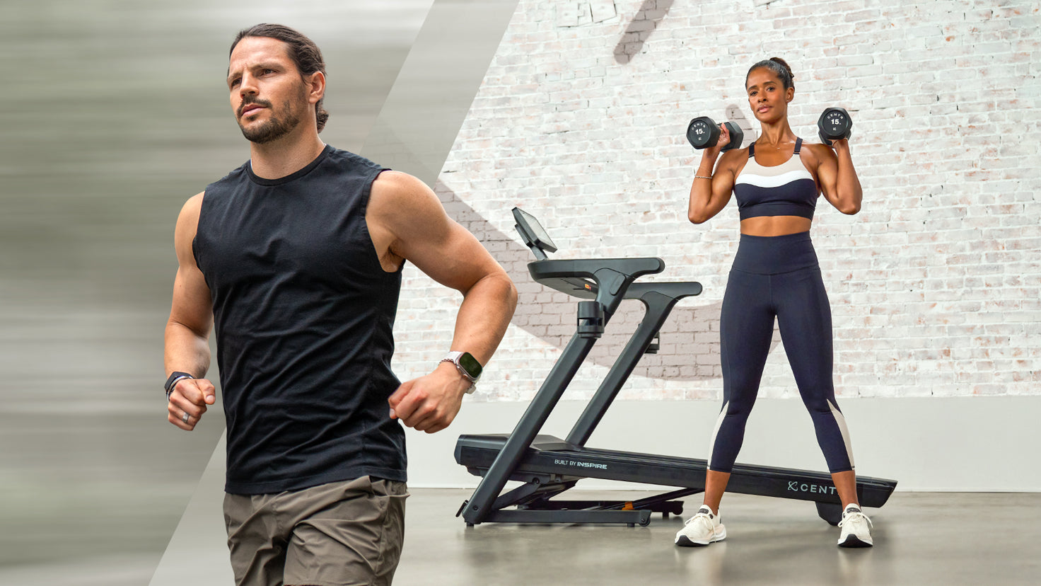 Centr trainers Dan Churchill and Ingrid Clay in the Strength for Runners program hero image.