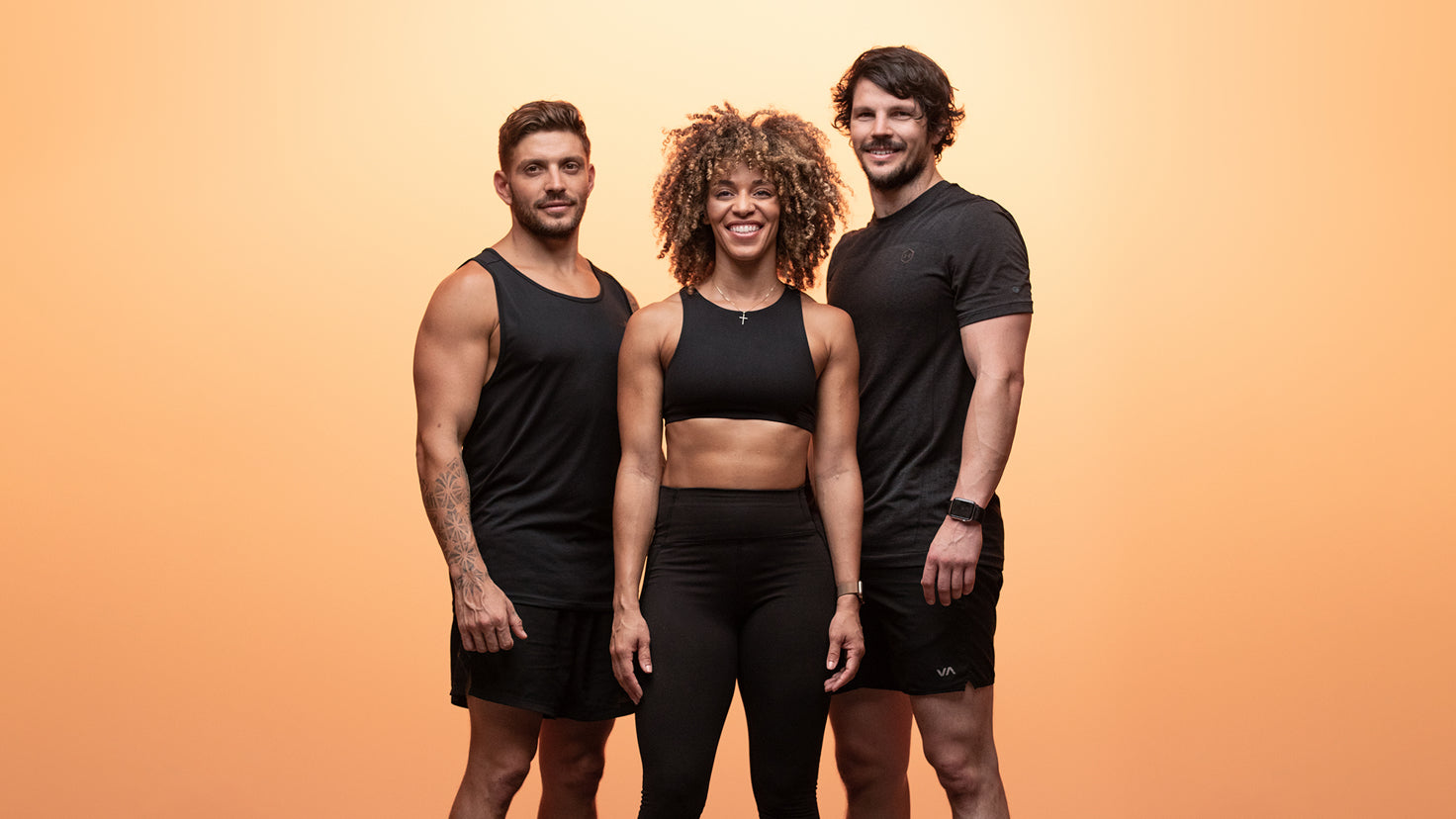 A video screenshot of Centr Unleashed trainers Luke Zocchi, Ashley Joi and Dan Churchill.
