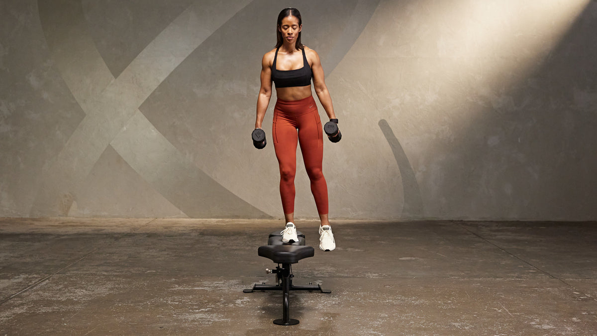 Tutorial: Dumbbell lateral bench step-up
