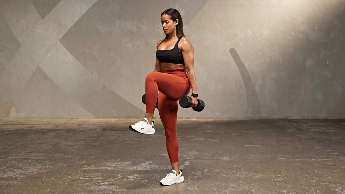 Tutorial: Dumbbell single-leg RDL to high knee