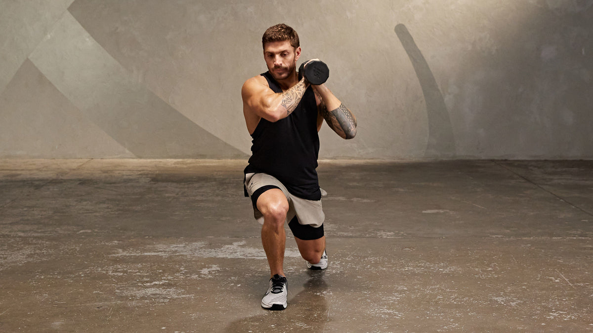 Tutorial: Dumbbell alternating reverse lunge + rainbow press