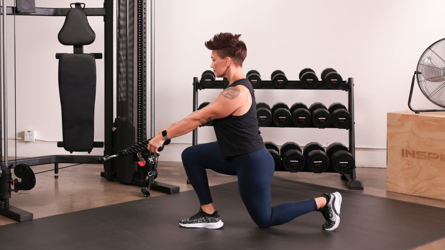 Tutorial: Cable alternating curtsy lunge