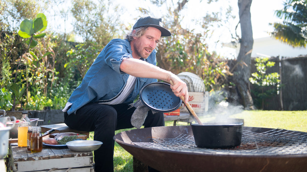 Cooking outdoors with Darren's one-pot mussels