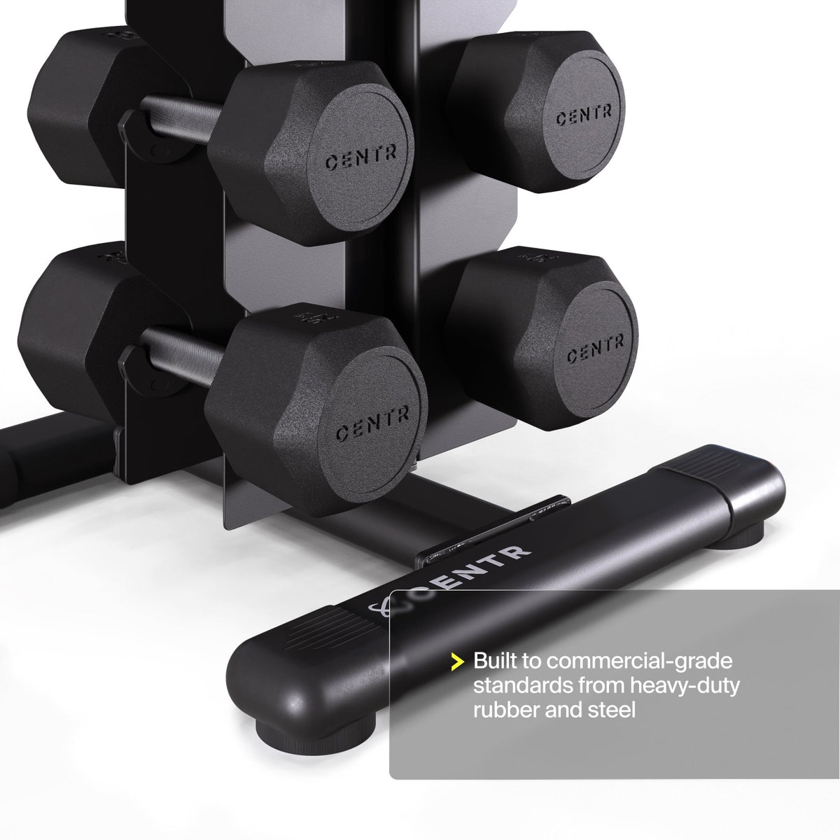 Centr Power Series 5-25lbs Rubber Dumbbell Set with Vertical Rack - CentrCentr